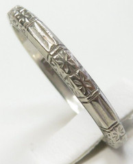 Antique Art Deco 1920’s Wedding Band 14KW Ring Size 7 UK-N1/2 2.41 MM Engraved