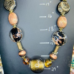 Bronze Murano Glass Statement Necklace | Luxe Bohemian Style