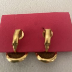 2 Tone Shiny Pink & Gold Tone Clip Oval Earrings