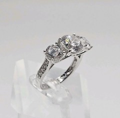 Prime Art & Jewel PAJ Sterling Silver 3.00ct CZ Trilogy Ring Size 5.5
