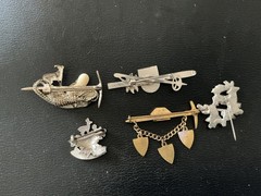 5 VINTAGE BAVARIAN SWISS GERMAN SKI MOUNTAIN HUNT PIN BROOCH LOT