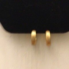 Vintage Estate Brushed Goldtone Hinged Clip Earrings Signed Monet