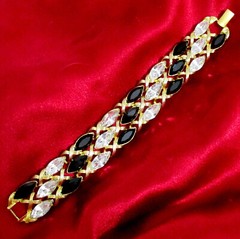 Vtg Runway Rare NAPIER “Black Tie” Swarovski Marquise Crystal Bracelet Book Pc
