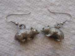 Vintage Sterling/Pewter From Australia Wombat Earrings Very Detailed Unique