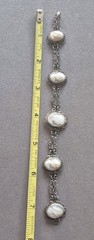 Ornate Antique 800 Silver Filigree shell Carved Cameo Link Bracelet: 7.5” Long