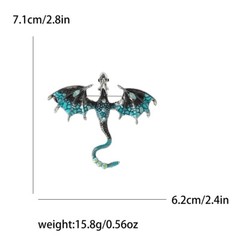 Enamel Dragon Brooch For Women Men 6-color Rhinestone Flying Legand Animal Pins