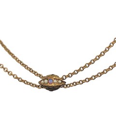 Opal Gold filled Fob Nouveau Slide Necklace 25.25” 1.9mm Chain Gf victorian 9.1g