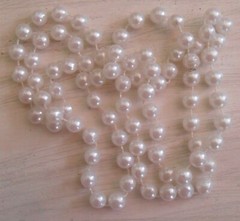 Vintage Faux Pearl Long NECKLACES, Irregular, White, Off White or w/ Black Lines
