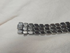 Weiss Vintage Bracelet Black and Clear Rhinestones 7 inches Excellent Condition