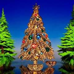 ART Arthur Pepper Vintage Christmas Tree Brooch Pin Signed – missing A stone
