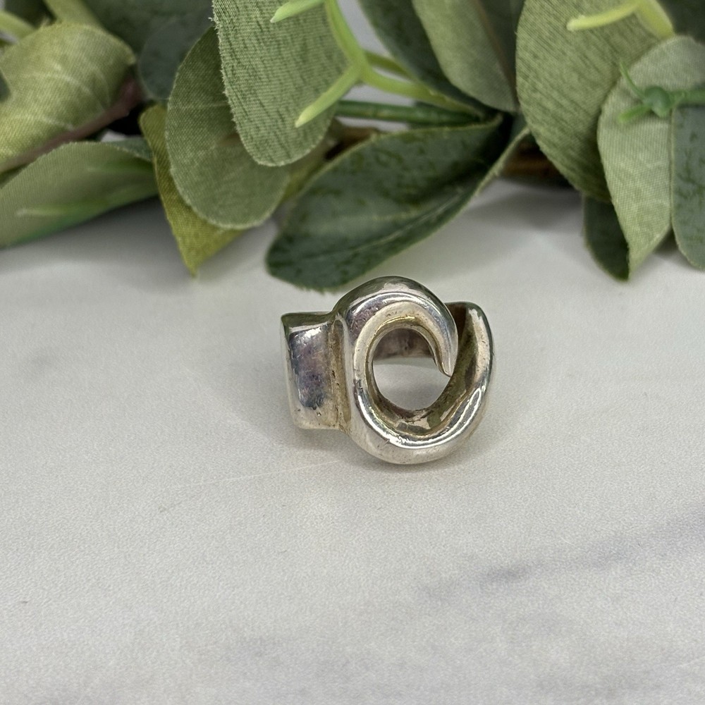 Vintage Taxco Sterling Silver Wave Ring Mexico Modernist Abstract Heavy 22 Grams