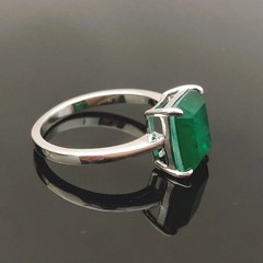 4.00Ct Lab-Created Emerald Classic Solitaire Proposal Ring 925 Silver For Women