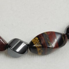 Vintage Tiger Iron Hematite Beaded Fashion Necklace Barrel Closure Quartz Gothic