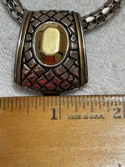 Chicos Vintage Necklace Snake Coil Chain Solid Two Tone Metal Pendant Logo Tag