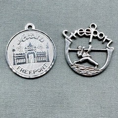2 Vintage Sterling Silver Freeport Bahamas Charm Limbo El Casino Caribbean