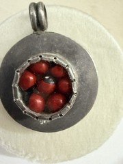 Vintage 925 Sterling Silver Huayruro Seed Pendant Good Luck Amulet