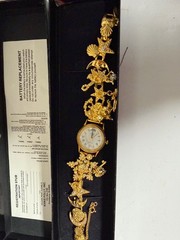 Vtg Kirks Folly Moon Phase Celestial Charm Bracelet Watch Original Box