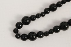 Black Onyx Bead Bracelet 7 Inches Stretchy with Boho Charm Vintage