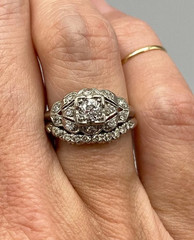 2Ct Round Cut Stone Vintage Art Deco Wedding Bridal Ring Set 14Kt White Gold Fn