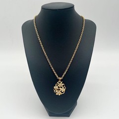 YSL Yves Saint Laurent Vintage Floral Necklace Gold Tone Rhinestone Rare Jewelry