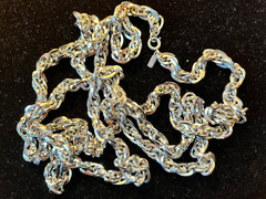 Vintage “Monet” Silver Tone Extra Long Multiple Heavy Link Necklace, Signed