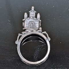 Antique Jewish Engagement Wedding Ring Judaica 925 Silver Temple Sz: 9.5 ð