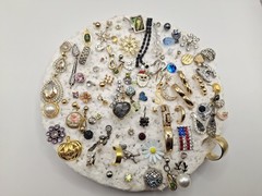 Lot of Small singles Rhinestone Earrings Post Pierced back Clear & multicolor
