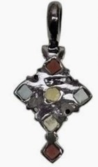 925 Sterling Silver Gemstone Amethyst Garnet Citrine Peridot Cross Pendant VTG