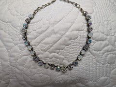Sweet Romance Vintage Necklace Bronze Metal And Varied Crystals. Great Condition