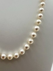 Vintage Japanese 16” Saltwater Akoya Pearl Choker Necklace WG 14k clasp 5.4-6mm
