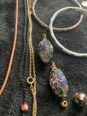 Vintage Cloisonne Enamel Jewelry pieces and Beads lot 121 grams
