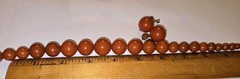 Antique BAKELITE NECKLACE Tapered Beads w RARE MATCHING EARINGS 3 pc Red Orange