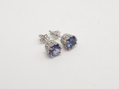 NEW $5000 2ct Natural Tanzanite VS H Diamond 18k White Gold ETERNITY Earrings