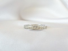 Vintage Sterling Silver 925 Diamonique CZ DQ Channel Set Eternity Ring Size 10