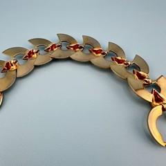 Vintage Art Deco Style Bracelet Gold Tone Fan Link 6.5″ Designer Signed