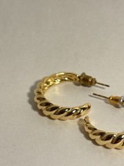 vintage Twisted Loop EARRINGS Gold Tone stud back