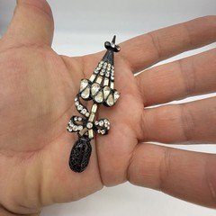 Vintage Signed HollyCraft Figural Rhinestone Umbrella Brooch Pin Read