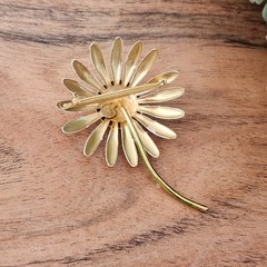Vintage Original by Robert Enamel Daisy Brooch White Yellow Flower Mod 60s Pin