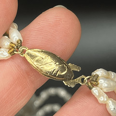 Vtg Genuine Fresh Water Rice Pearls Multi-strand Necklace Silver Stamped Clasp