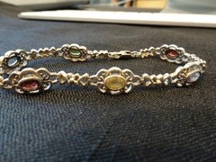 #656–VINTAGE STERLING SILVER HAN-925-BRACELET–6-STONES