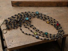 Antique Victorian Religious Multi Strand Drape Necklace Togggle Clasp Beautiful