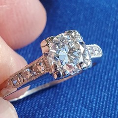 Original EARTH MINED DIAMOND Deco Engagement RING Vintage PLATINUM Solitaire 1 C