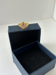 Vintage Pink Cubic Zirconia Ring Gold Plated Womens Size 6.5
