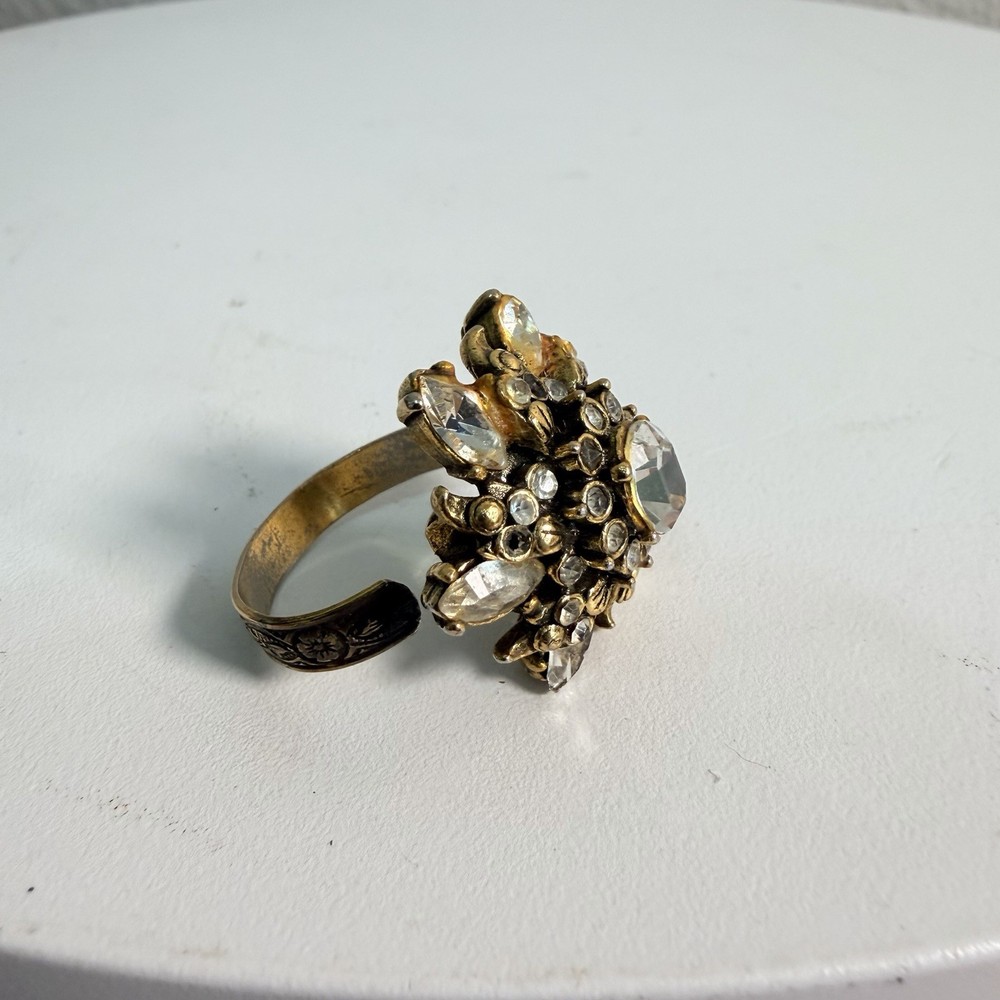 Vintage Signed Hollycraft 1952 Rhinestone Adjustable Ring
