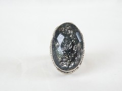 Heavy Sterling Silver 925 Rutilated Quartz Chunky Statement Ring Size 7