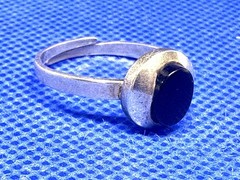 A33 Adjustable 925 Sterling Silver Ring Size 8 est 1950s Black Onyx 3.1g Vintage