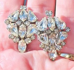 ANTIQUE LARGE 2.25″ Diameter WEISS BROOCH & MATCHING EARRINGS