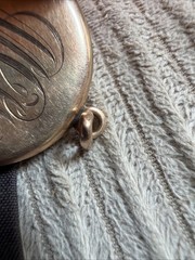 Victorian 8g Rose Gold Fill Photo Locket Pendant Monogram Dimple On Back