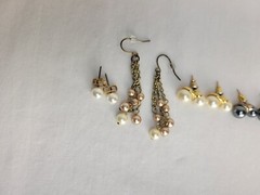 Lovely Carol Lee and Unbranded Gold and Silver Tone Faux Pearl Pierced Earrings
