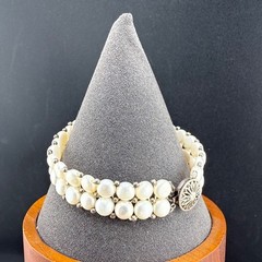 Vintage Pearl Bracelet Sterling Silver Clasp Signed 7.5’